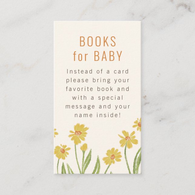 Yellow Wildflowers Baby Shower Book Request Enclosure Card (Front)