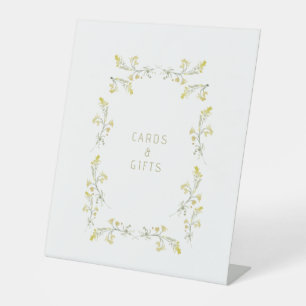 Yellow Wildflowers Bridal Shower Cards & Gifts Pedestal Sign