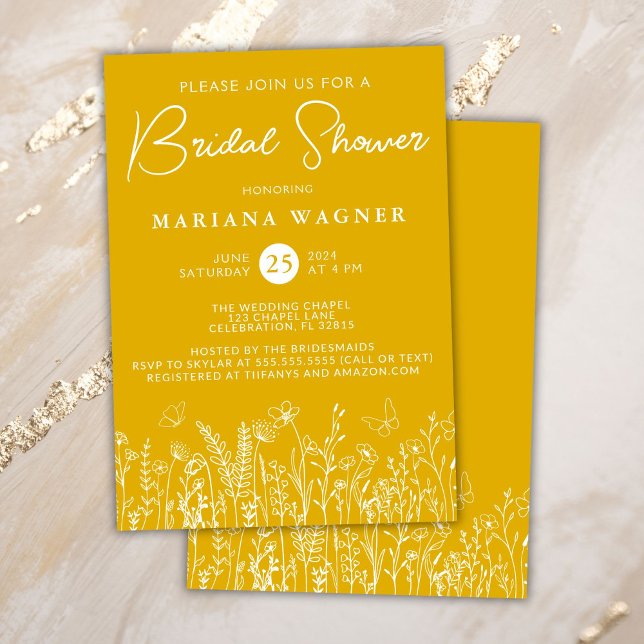 Yellow Wildflowers Bridal Shower Invitation (Creator Uploaded)