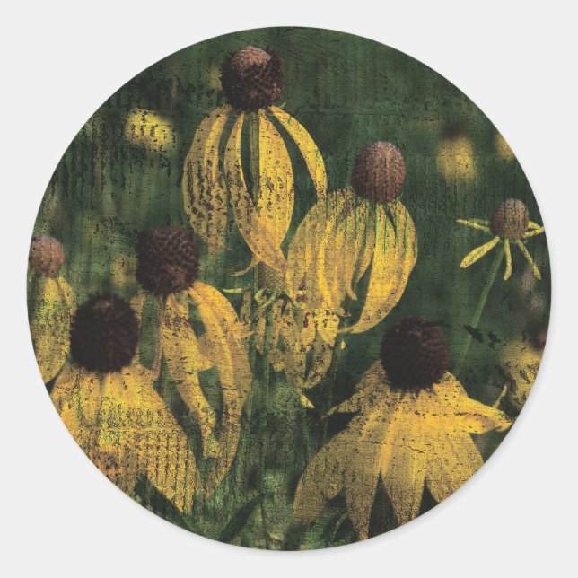 Yellow Wildflowers Classic Round Sticker (Front)