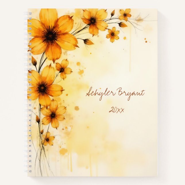 Yellow Wildflowers Floral Spiral-bound Journal (Front)