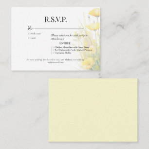Yellow Wildflowers Floral Wedding RSVP Enclosure Card