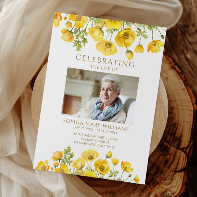 Yellow Wildflowers Funeral Order of Service  Programme (Creator Uploaded)