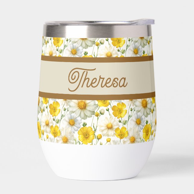 Yellow Wildflowers Pattern Monogram Name (Left)