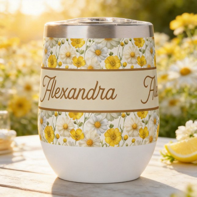 Yellow Wildflowers Pattern Monogram Name (Creator Uploaded)