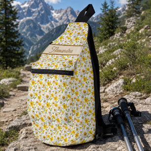 Yellow Wildflowers Pattern Monogram Name Sling Bag