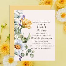 Yellow Wildflowers White Daisies 80th Birthday