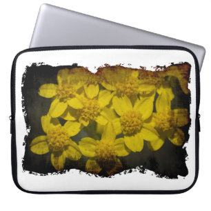 Yellow Wildflowers White Edge Laptop Sleeve