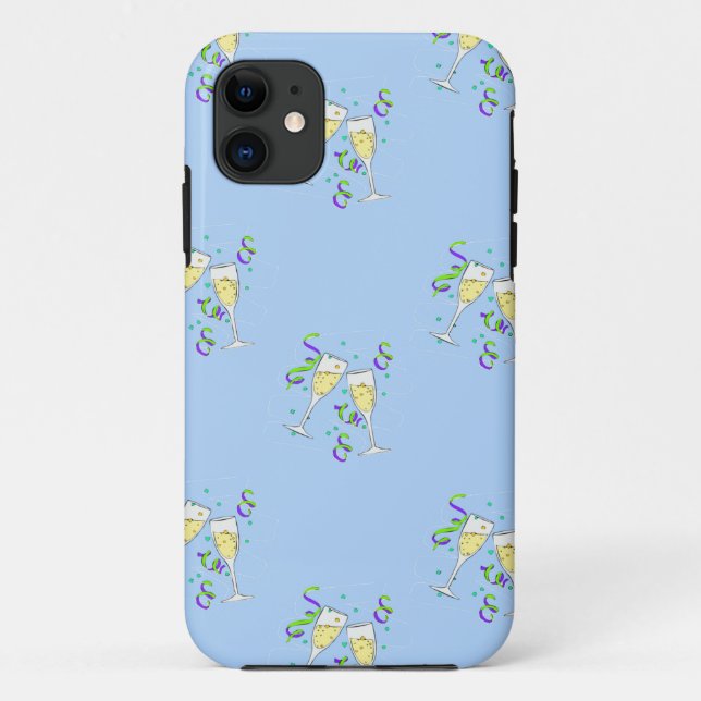 yellow wine on blue Case-Mate iPhone case (Back)