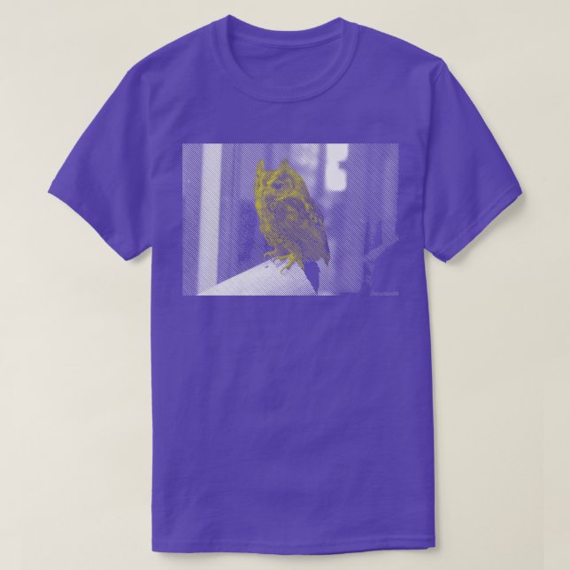 Yellow Wise Line Owl T-Shirt (Design Front)