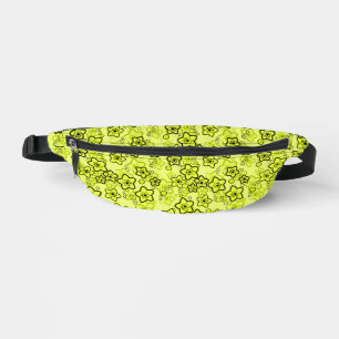 Yellow with black bright neon floral pattern bum bags