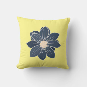 Yellow with Blue Flower Cushion