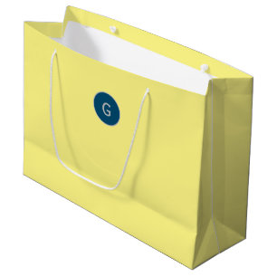 Yellow with Blue Round Monogram Large Gift Bag