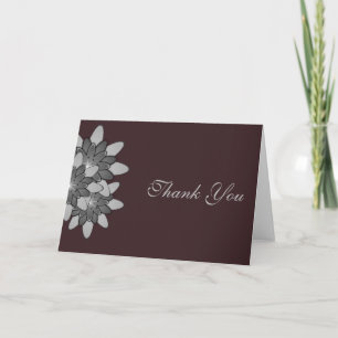 Yellow with Grey Floral Lotus Thank You Card