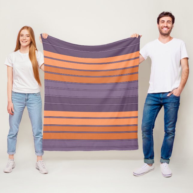 Yellow with lilac striped pattern  fleece blanket (In Situ)