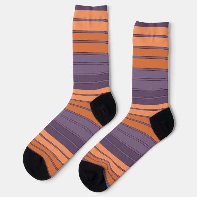 Yellow with lilac striped pattern  socks (Left)
