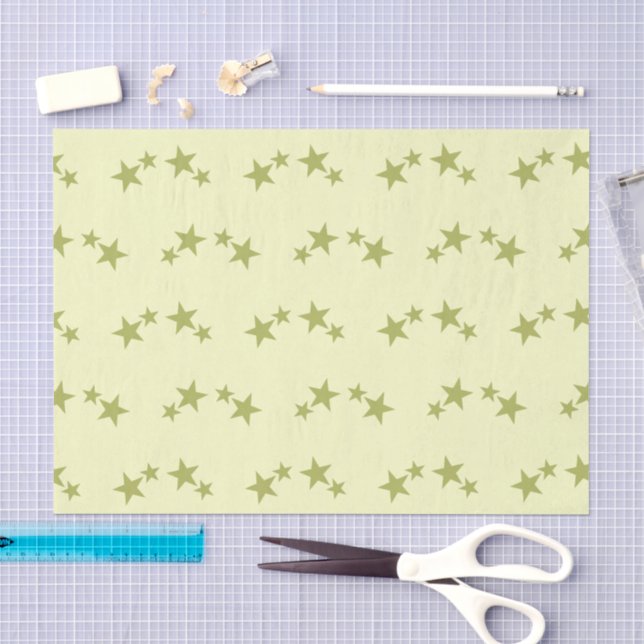 Yellow with lime green stars tissue paper (Craft)