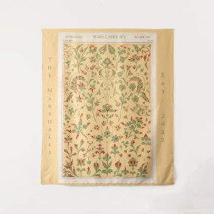 Yellow with Multicolored Botanical Floral Design Tapestry