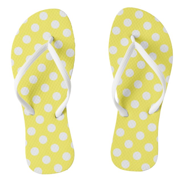 Yellow with White Polka Dots Jandals (Footbed)