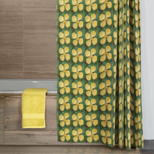 Yellow Wood Poppy Floral Pattern Shower Curtain