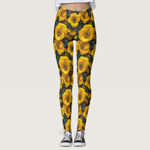 Yellow Workout Anemones Charm Secret Santa Gifts Leggings