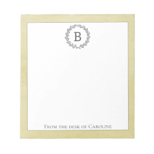 Yellow Wreath Monogram Notepad