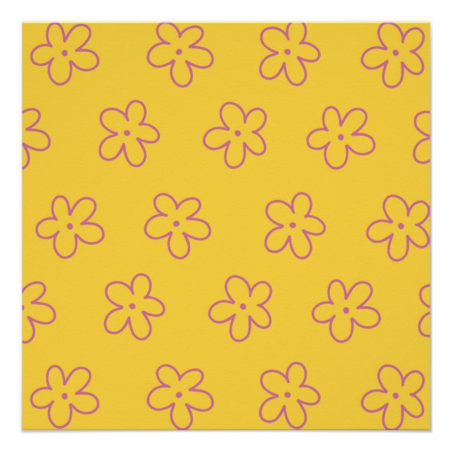 Yellow Y2K Bold Wildflower Vibrant Spring Art Poster (Front)