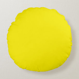 Yellow-Yellow, Sunshine Yellow Colour, Round Cushion