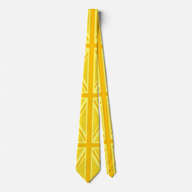 Yellow Yellow Union Jack British Flag Background Tie (Front)