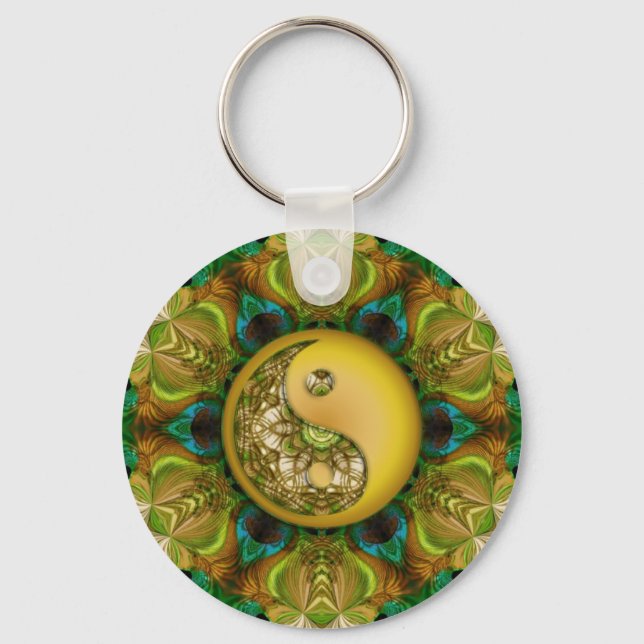 Yellow YinYang Mandala Keychain (Front)