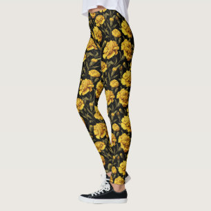 Yellow Yoga Carnation Inspired Women Gifts Leggings