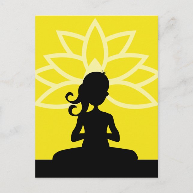 Yellow Yoga Silhouette Postcard (Front)