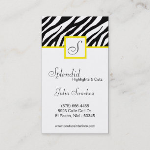 Yellow Zebra Print Personalise Business Card
