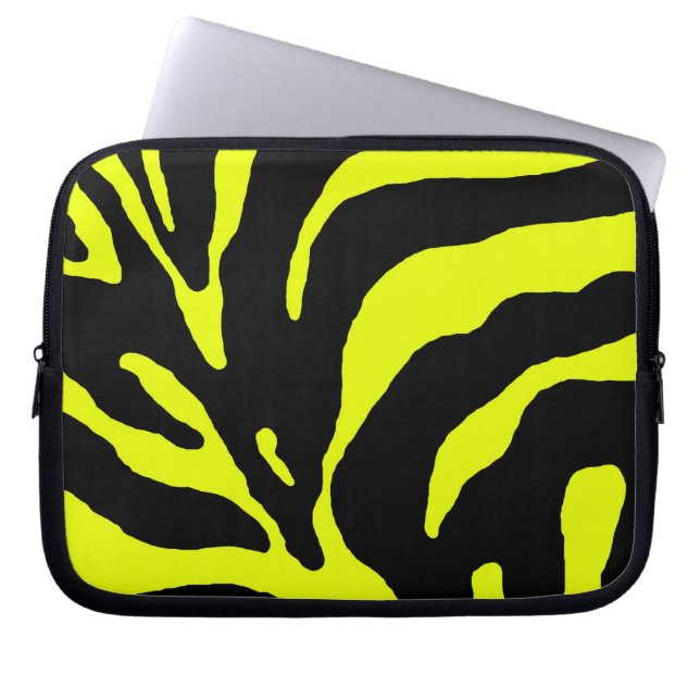 Yellow Zebra Stripe Animal Print Laptop Sleeve (Front)