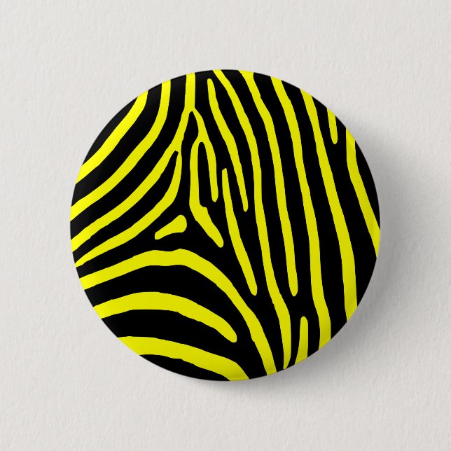 Yellow Zebra Stripes 6 Cm Round Badge (Front)