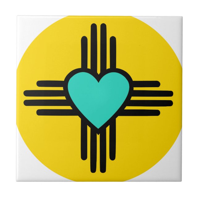 Yellow Zia Heart Tile (Front)