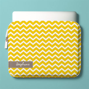 Yellow Zig Zag Chevrons Pattern Laptop Sleeve