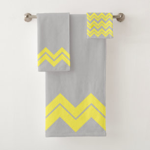 Yellow Zigzag on Grey 2 Bath Towel Set