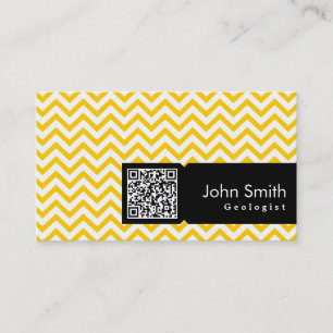 Yellow Zigzag QR Code Geologist Business Card