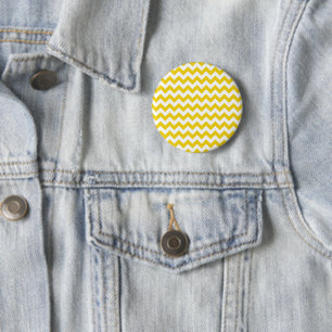 Yellow Zigzag, Yellow Chevron, Geometric Pattern 6 Cm Round Badge