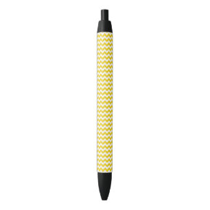 Yellow Zigzag, Yellow Chevron, Geometric Pattern Black Ink Pen