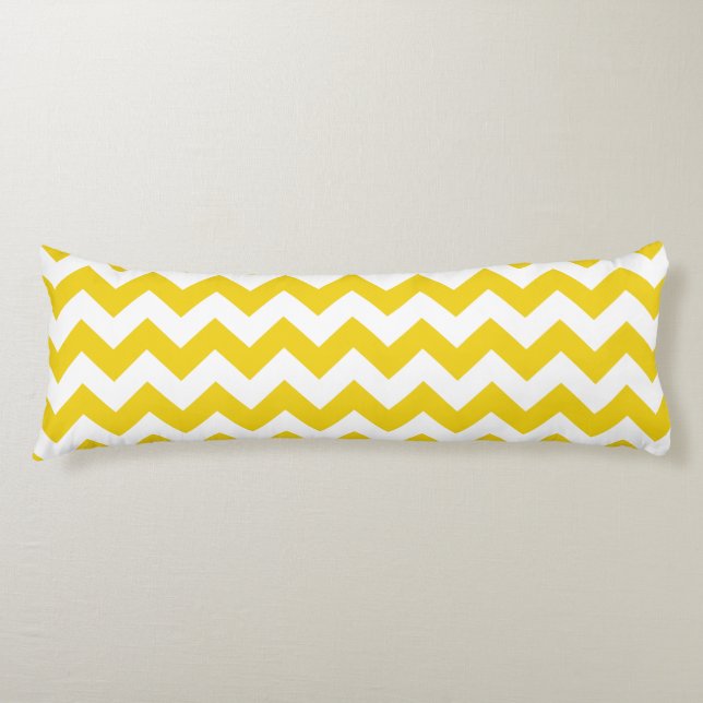 Yellow Zigzag, Yellow Chevron, Geometric Pattern Body Cushion (Front)