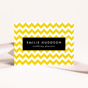 Yellow Zigzag, Yellow Chevron, Geometric Pattern Business Card