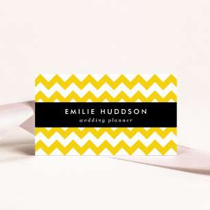 Yellow Zigzag, Yellow Chevron, Geometric Pattern Business Card