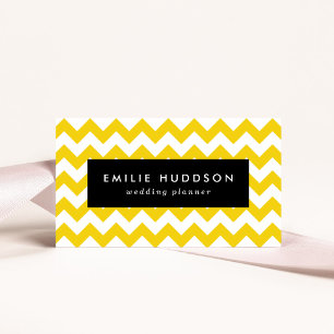 Yellow Zigzag, Yellow Chevron, Geometric Pattern Business Card