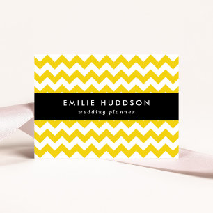Yellow Zigzag, Yellow Chevron, Geometric Pattern Business Card