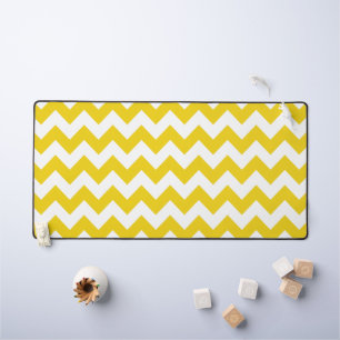 Yellow Zigzag, Yellow Chevron, Geometric Pattern Desk Mat