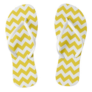 Yellow Zigzag, Yellow Chevron, Geometric Pattern Jandals