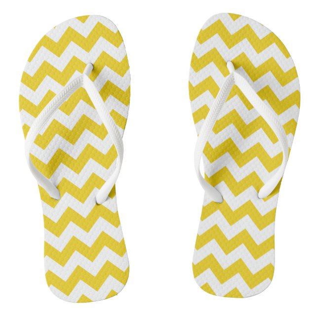 Yellow Zigzag, Yellow Chevron, Geometric Pattern Jandals (Footbed)
