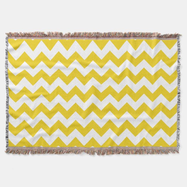 Yellow Zigzag, Yellow Chevron, Geometric Pattern Throw Blanket (Front)